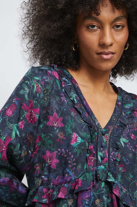 Bluzka damska wzorzysta kolor granatowy RS23.BDD301 granatowy