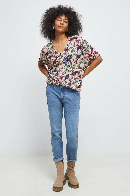 Bluzka damska z wiskozy kolor różowy RS23.BKD031 różowy RS23