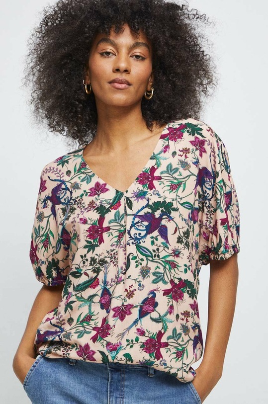 Bluzka damska z wiskozy kolor różowy różowy RS23.BKD031