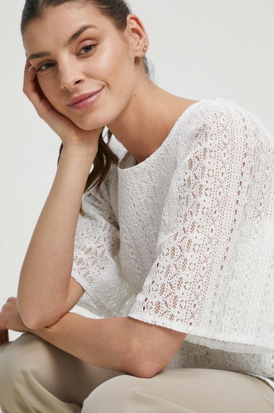 Blúzka dámska béžová farba béžová RS23.BKD503