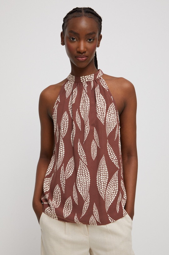 Bluzka damska wzorzysta kolor brązowy casual brązowy RS23.BKD801