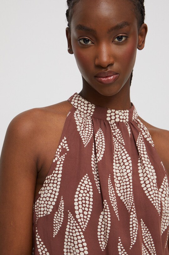 Bluzka damska wzorzysta kolor brązowy brązowy RS23.BKD801