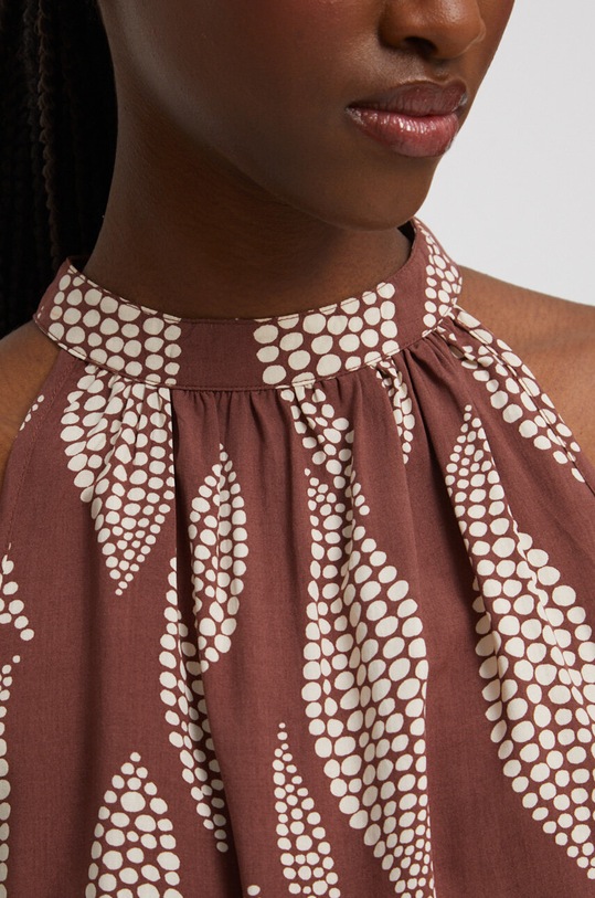 Bluzka damska wzorzysta kolor brązowy RS23.BKD801 brązowy