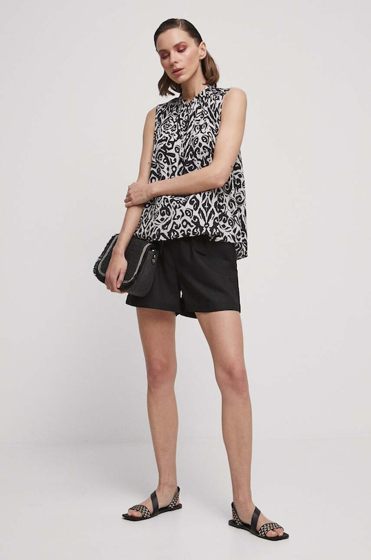 Bluzka damska wzorzysta kolor beżowy RS23.BKDB02 beżowy RS23