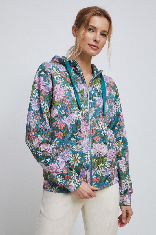 Bluza damska z nadrukiem kolor turkusowy pozostałe turkusowy RS23.BLD010