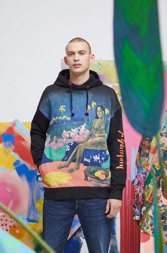 Bavlněná mikina pánská černá barva bavlna černá RS23.BLM251