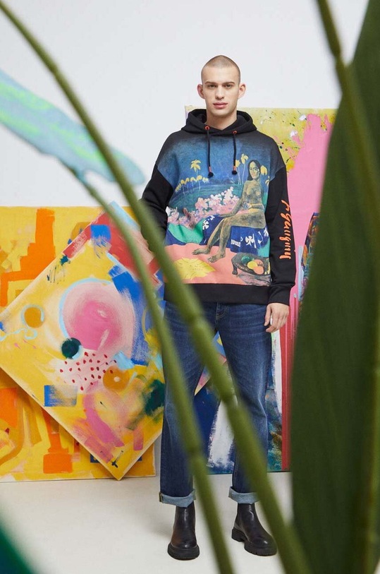 Bavlněná mikina pánská černá barva RS23.BLM251 černá RS23