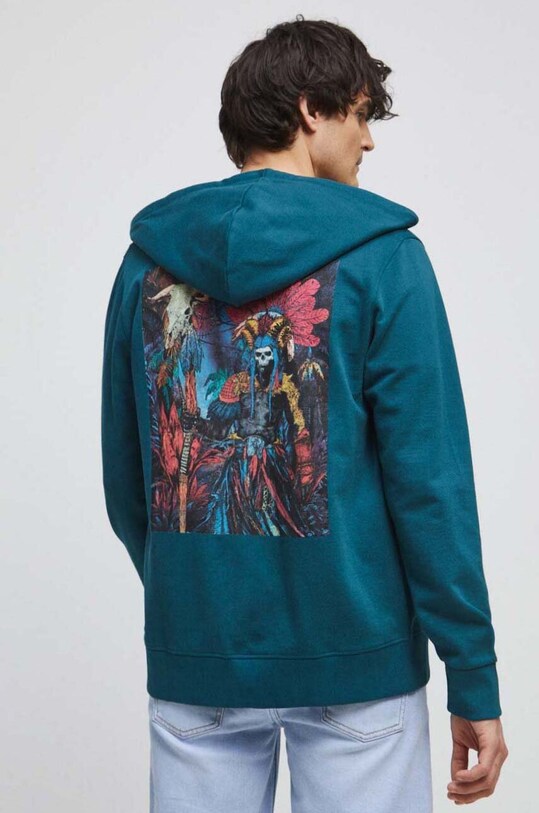 Bluza męska z nadrukiem kolor turkusowy pozostałe turkusowy RS23.BLM901