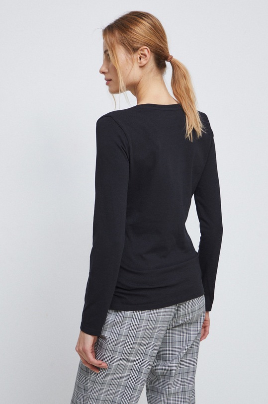 Odzież Longsleeve bawełniany damski gładki z domieszką elastanu kolor czarny RS23.BUD011 czarny