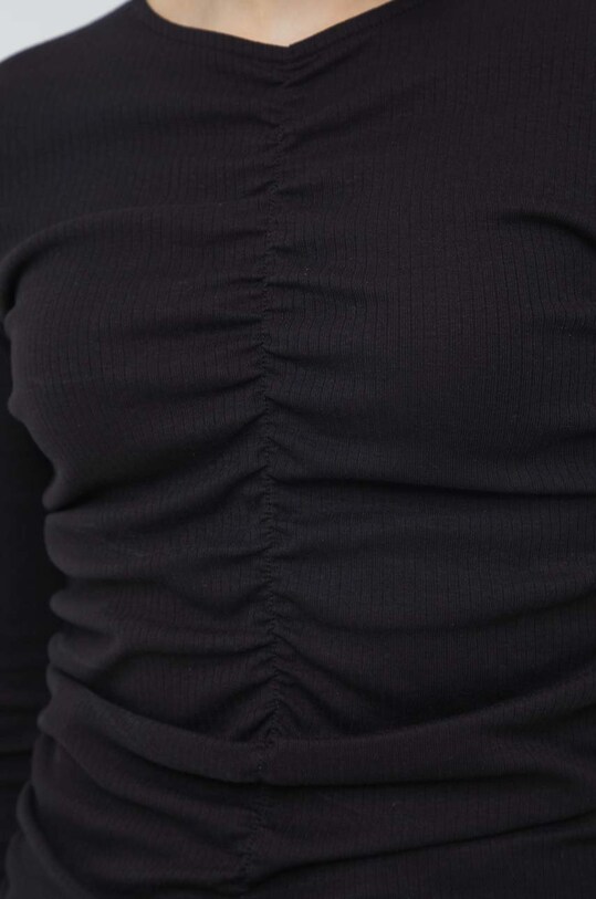 Longsleeve damski prążkowany kolor czarny RS23.BUD300 czarny