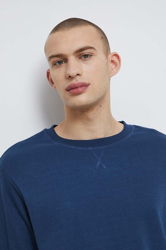 Longsleeve męski z fakturą kolor niebieski gładkie niebieski RS23.BUM020