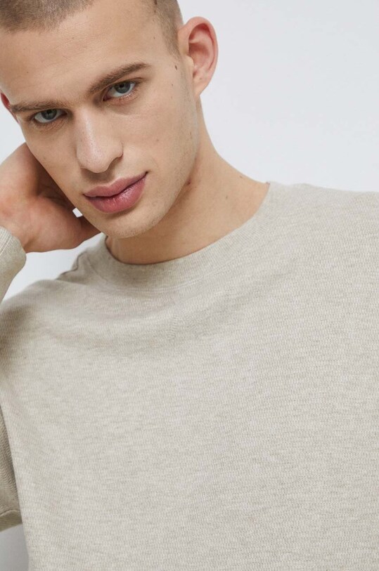 Longsleeve męski z fakturą kolor beżowy beżowy RS23.BUM020