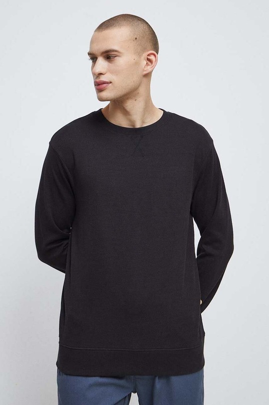 Longsleeve męski z fakturą kolor czarny gładkie czarny RS23.BUM020