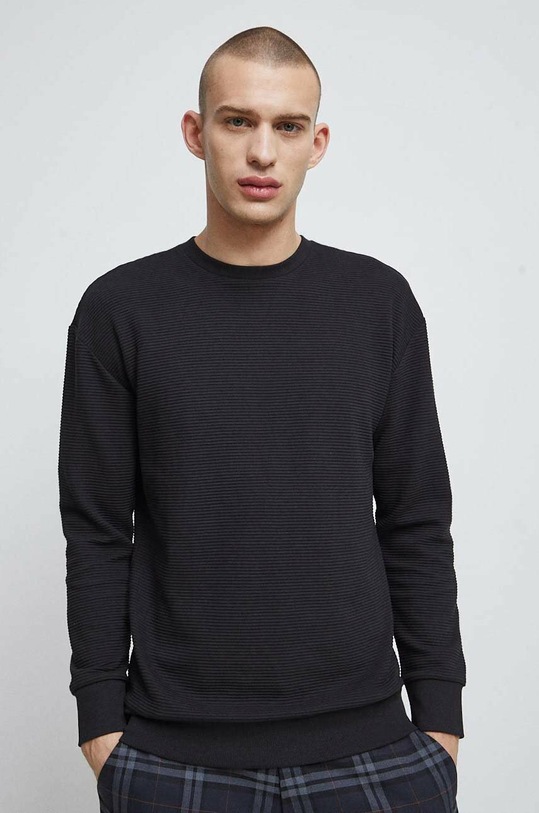 Longsleeve męski z fakturą kolor czarny gładkie czarny RS23.BUM031