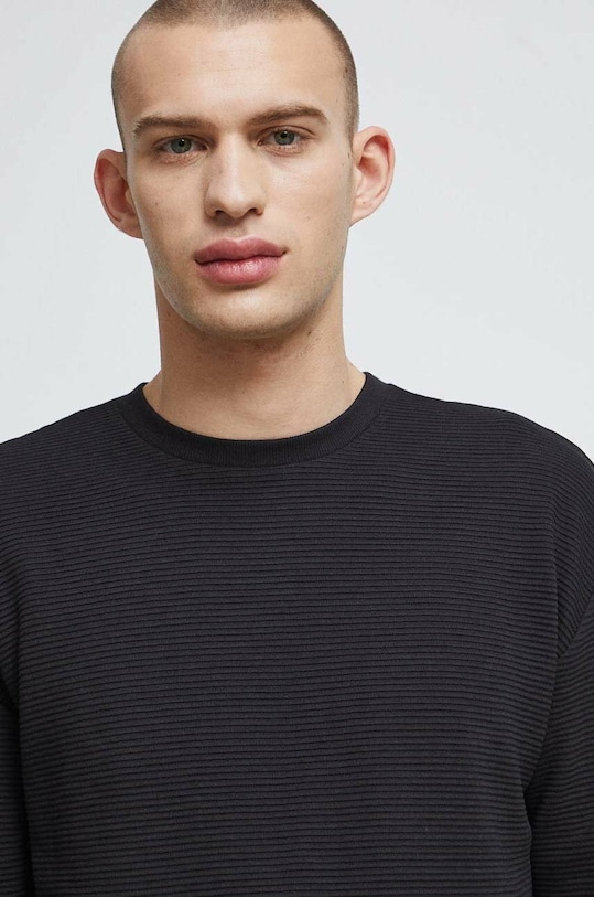 Longsleeve męski z fakturą kolor czarny czarny RS23.BUM031