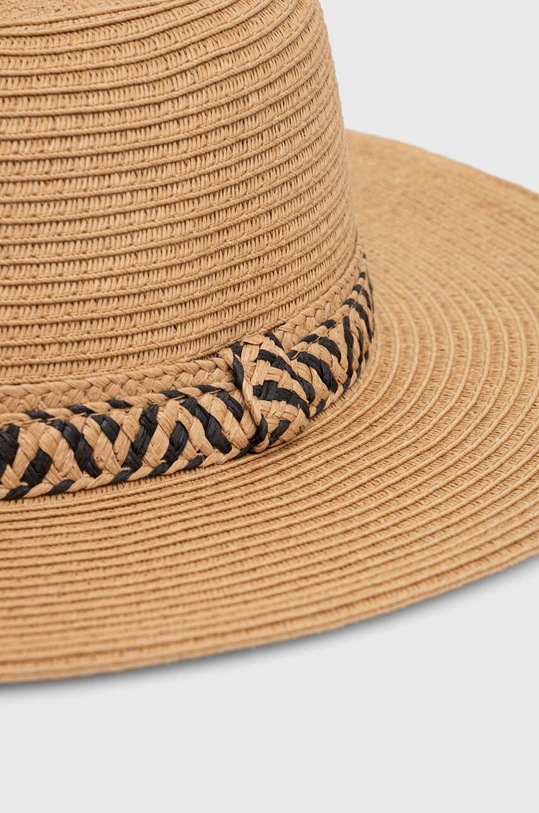 Kapelusz damski pleciony z ozdobną aplikacją kolor beżowy RS23.CAD708 beżowy RS23