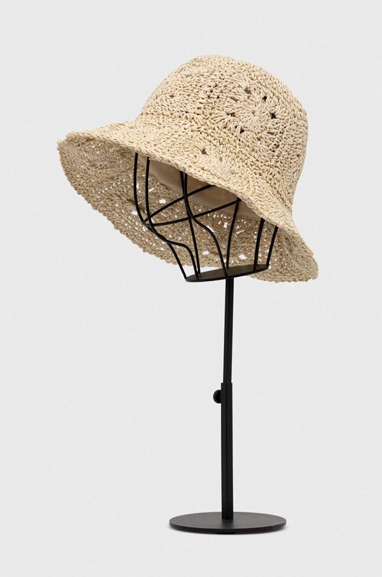 Kapelusz damski pleciony kolor beżowy drobny wzór beżowy RS23.CAD719