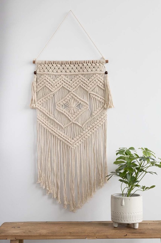 Makrama bawełniana w stylu boho kolor beżowy beżowy RS23.DEU622