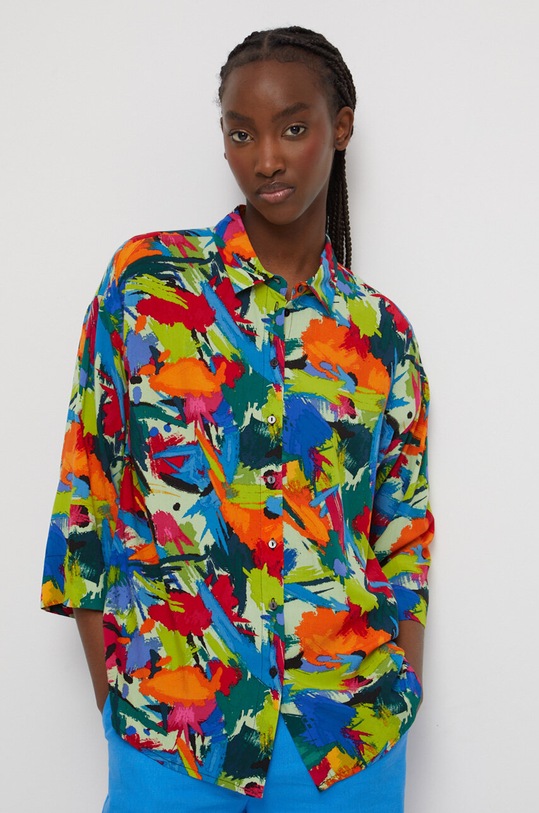 Koszula damska wzorzysta kolor multicolor casual multicolor RS23.KDD080