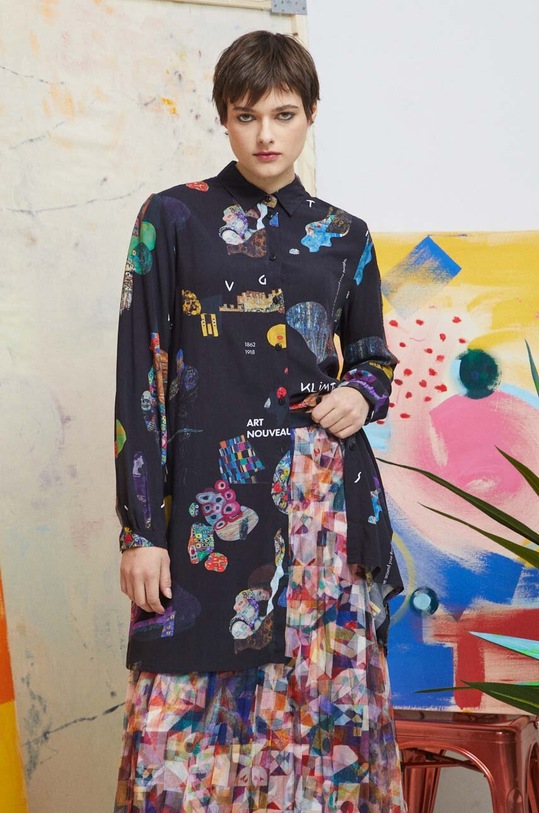 Koszula damska Eviva L'arte kolor czarny czarny RS23.KDD252