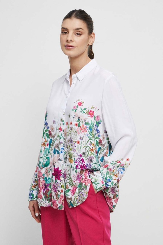 Koszula damska wzorzysta kolor biały casual biały RS23.KDD502
