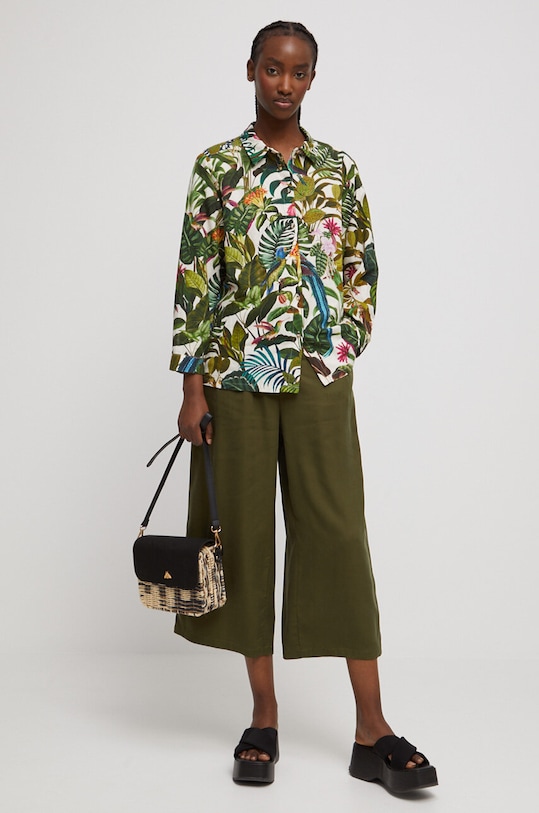 Koszula lniana damska wzorzysta kolor multicolor RS23.KDD804 multicolor RS23