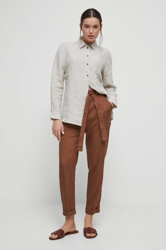 Plátěná košile dámská béžová barva RS23.KDD902 béžová RS23