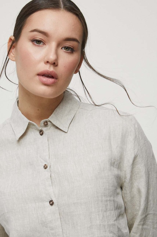 Plátěná košile dámská béžová barva béžová RS23.KDD902