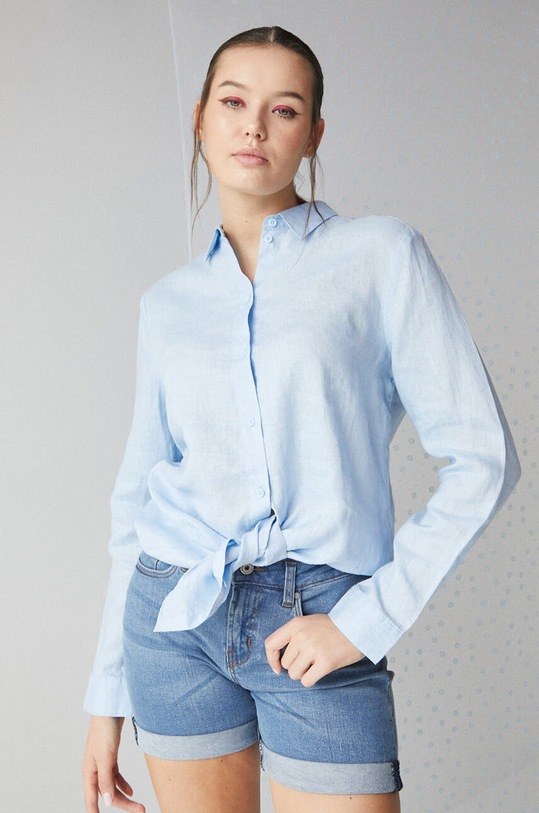 Lanena srajca Medicine Brez vzorca modra RS23.KDD902