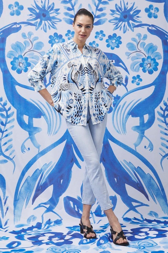 Koszula damska Medicine x Fajans Włocławek kolor niebieski casual niebieski RS23.KDDA05