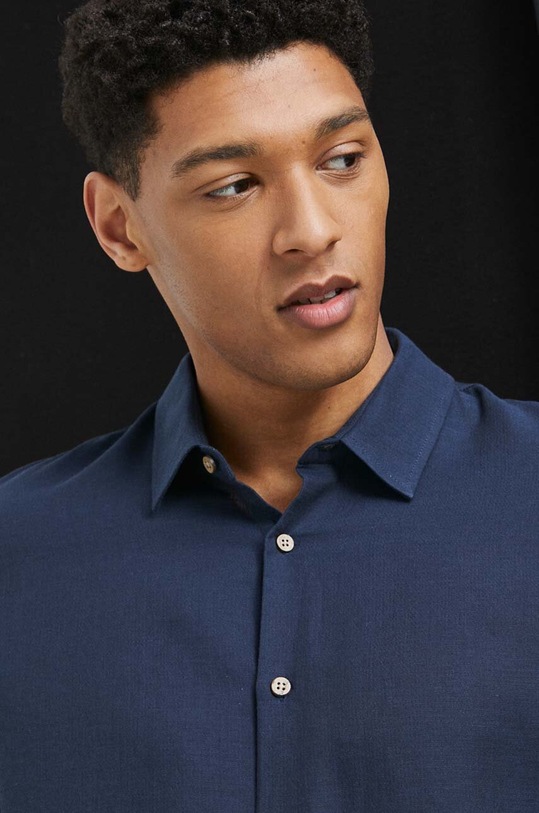 Koszula bawełniana męska gładka kolor granatowy gładkie granatowy RS23.KDM051