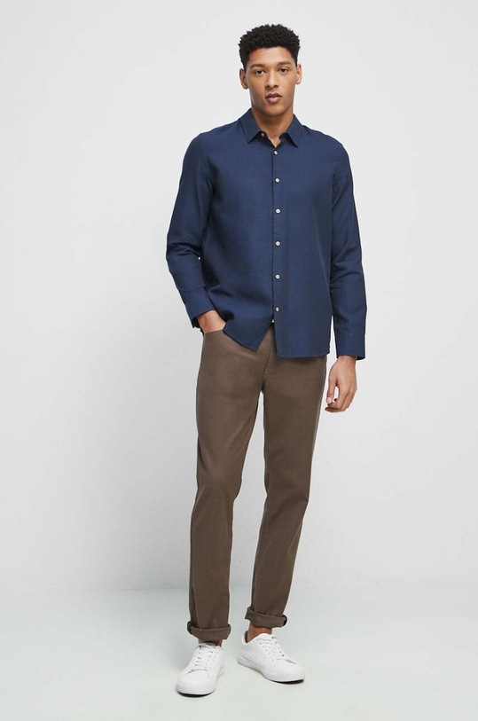 Koszula bawełniana męska gładka kolor granatowy RS23.KDM051 granatowy RS23