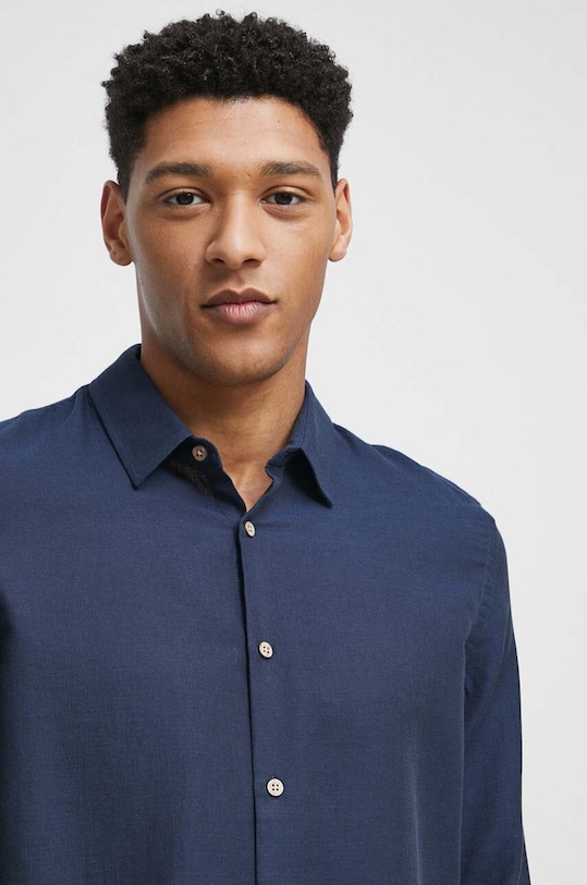 Koszula bawełniana męska gładka kolor granatowy RS23.KDM051 granatowy