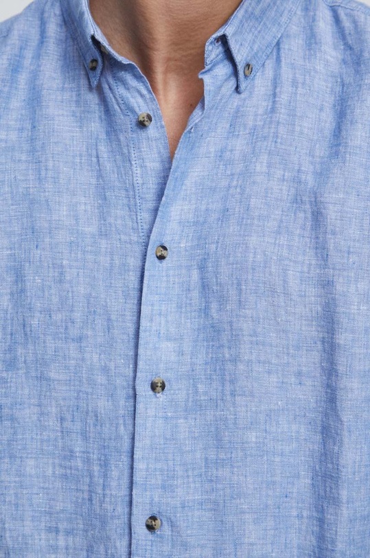 Koszula lniana męska z kołnierzykiem button-down kolor niebieski RS23.KDM071 niebieski RS23