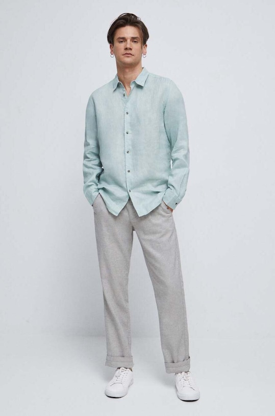 Oblečení Plátěná košile pánská zelená barva RS23.KDM073 zelená