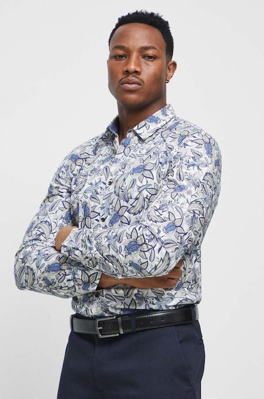 Koszula męska z kołnierzykiem klasycznym kolor multicolor z elastanem multicolor RS23.KDM610