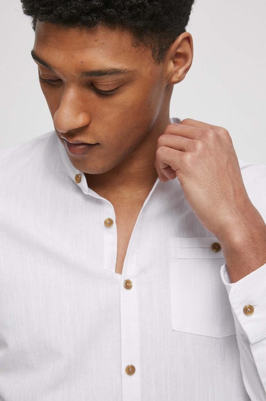 Koszula lniana męska gładka kolor biały RS23.KDMA02 biały