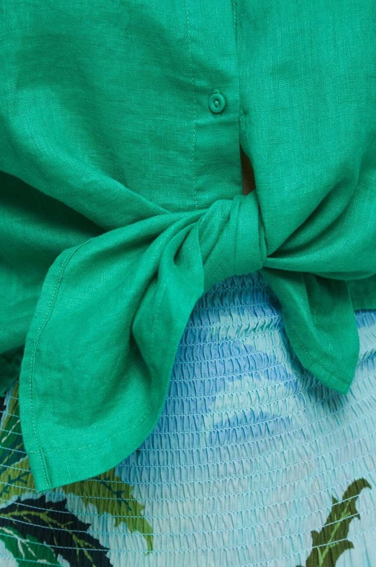 Koszula lniana damska gładka kolor zielony RS23.KKD904 zielony