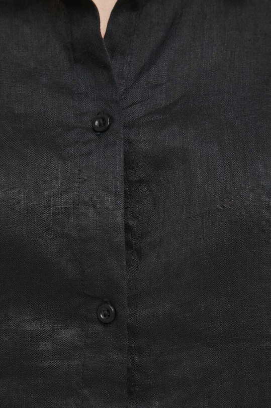 Koszula lniana damska gładka kolor czarny RS23.KKD904 czarny