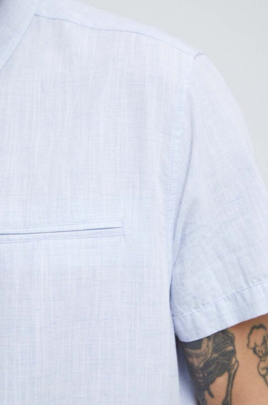 Koszula lniana męska z kołnierzykiem button-down kolor niebieski RS23.KKM070 niebieski RS23