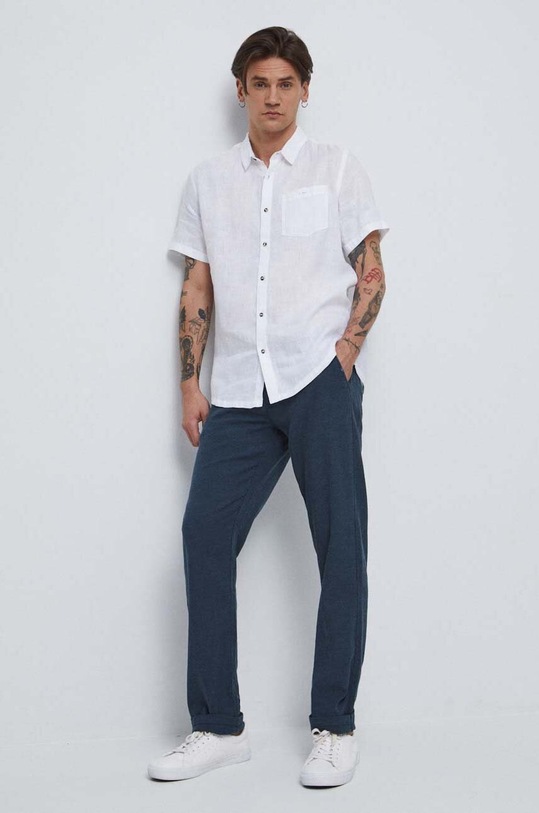 Oblečenie Ľanová košeľa pánska biela farba RS23.KKM071 biela