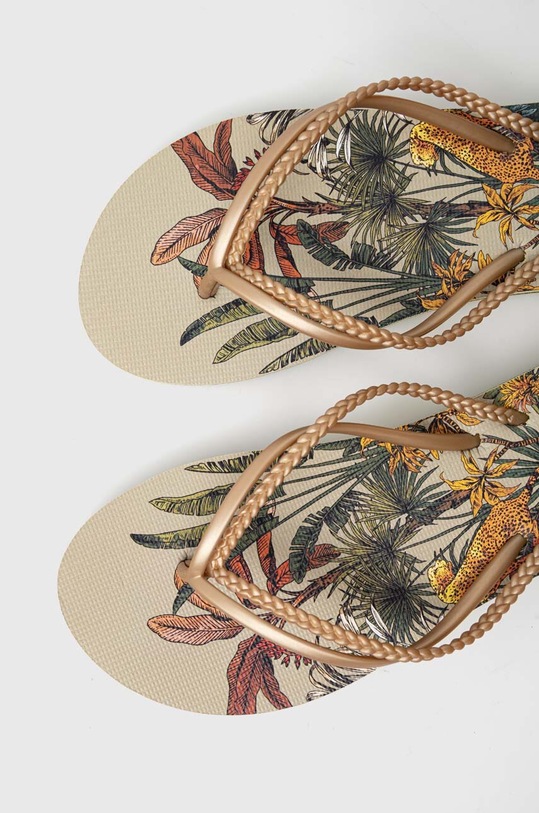 Japonki damskie z wzorzystą wkładką kolor zielony RS23.KLD903