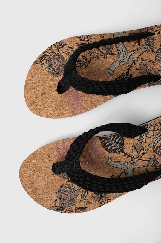 Japonki damskie z wzorzystą wkładką kolor beżowy RS23.KLD904 beżowy