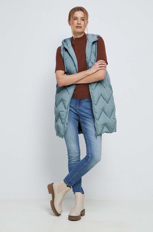 Kamizelka damska ocieplana kolor jasnoniebieski RS23.KMD200 turkusowy RS23