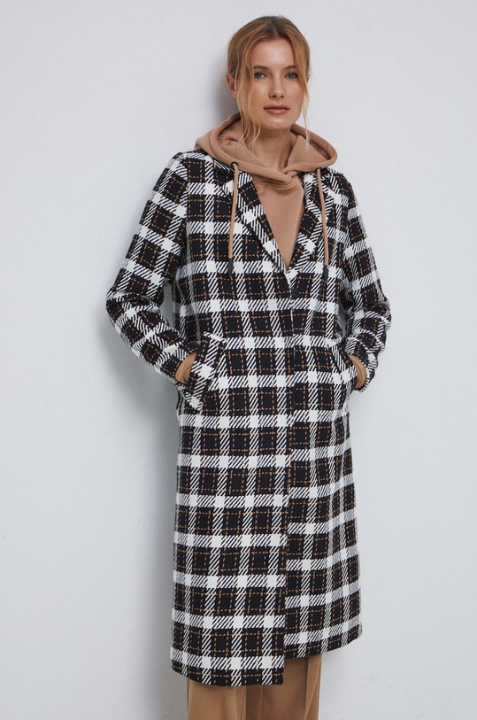 Kabát s prímesou vlny dámsky čierna farba čierna RS23.KPD100