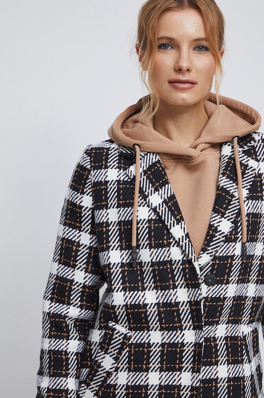 Kabát s prímesou vlny dámsky čierna farba RS23.KPD100 čierna