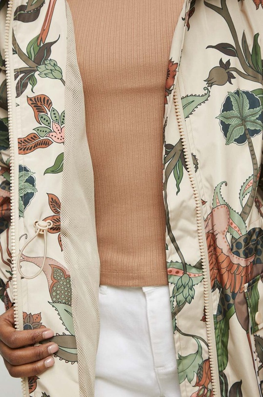 Płaszcz damski wzorzysty kolor beżowy RS23.KPD601