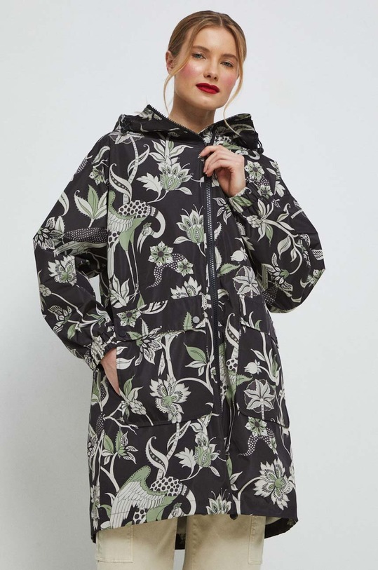 Płaszcz damski wzorzysty kolor czarny nieocieplane czarny RS23.KPD601