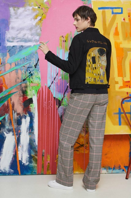 Kurtka jeansowa damska Eviva L'arte kolor czarny jeans czarny RS23.KUD250