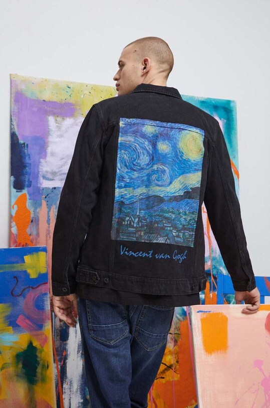 Kurtka jeansowa męska Eviva L'arte kolor czarny jeans czarny RS23.KUM204